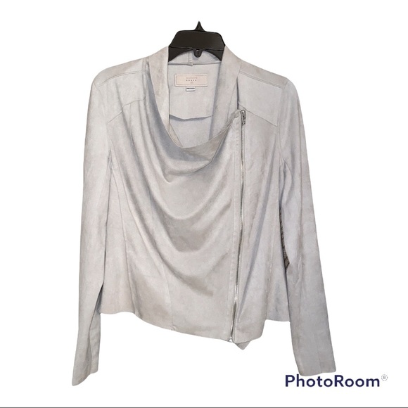 BLANK NYC Faux Suede Drape Jacket | Taupe | Medium - Picture 13 of 16